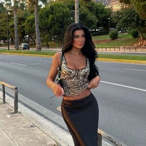 ZARA satin effect animal print top